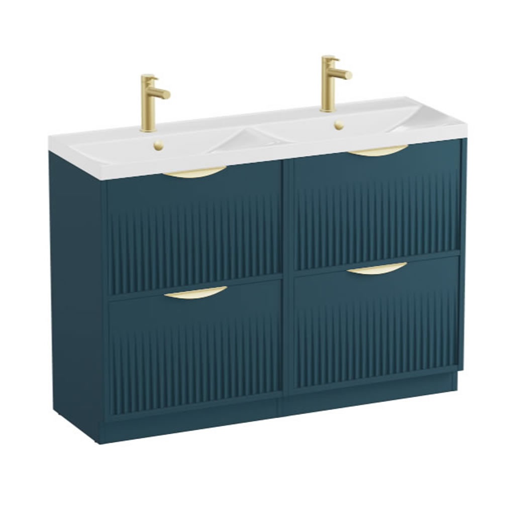 Vado Safari Fluted 1200mm Atlantic Blue Floorstanding Vanity Unit & Gloss White Basin